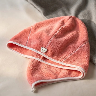 PureRain pink microfibre hair towel wrap for anti-frizz quick drying